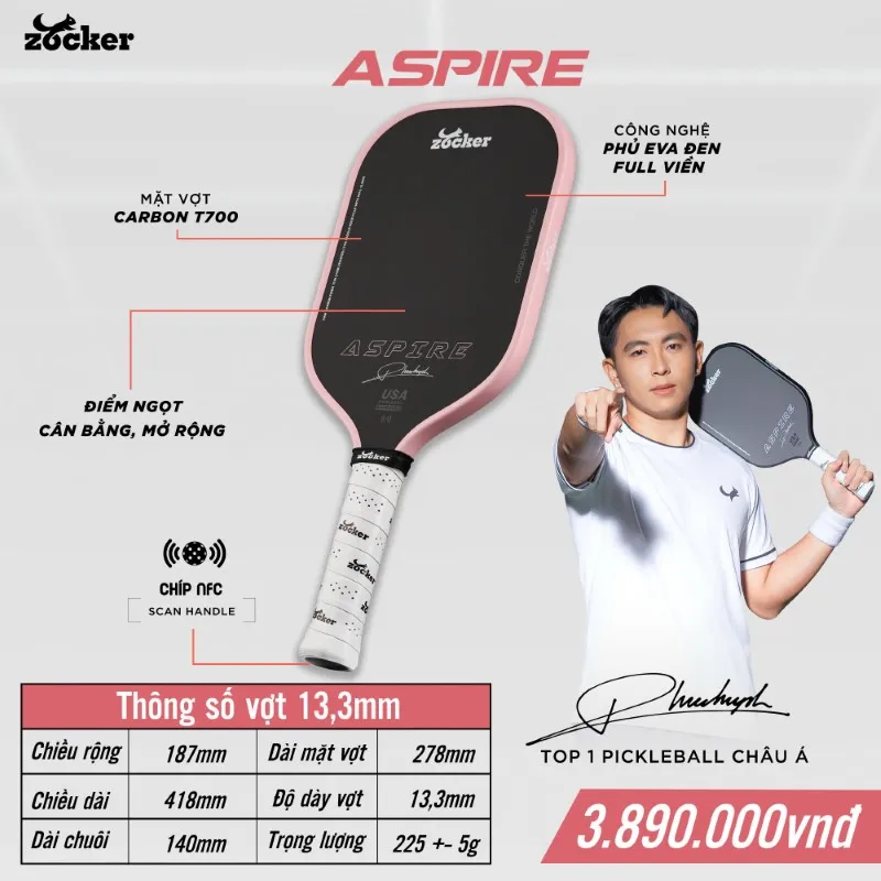 Vợt pickleball Zocker Aspire x Phúc Huỳnh