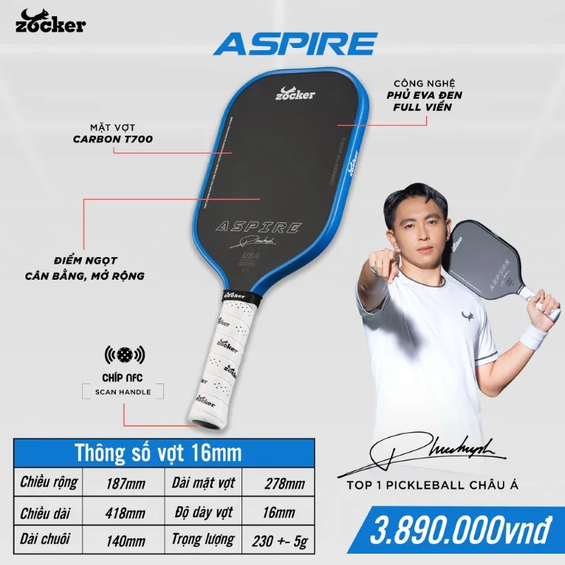 Vợt Pickleball Zocker Aspire - Phúc Huỳnh