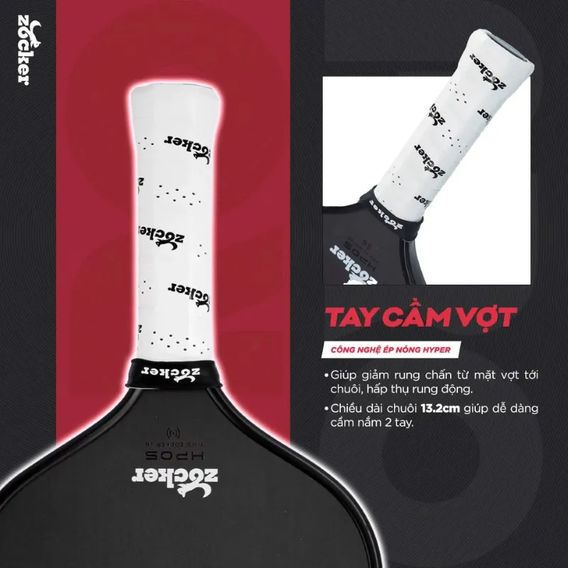 Vợt Pickleball Zocker Happy HP05 Pro Series Control White/Purple