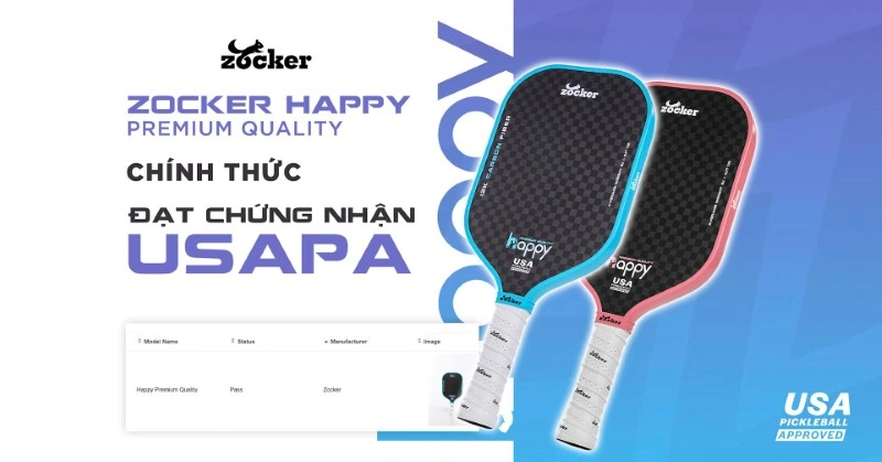 Vợt Pickleball Zocker Happy HP3 Premium Quality Red