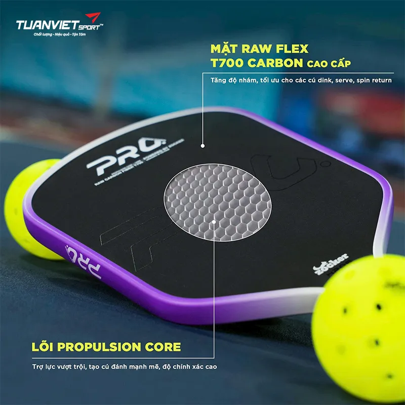 Công nghệ nổi bật của Vợt Pickleball Zocker HP06 Pro Series Power - White