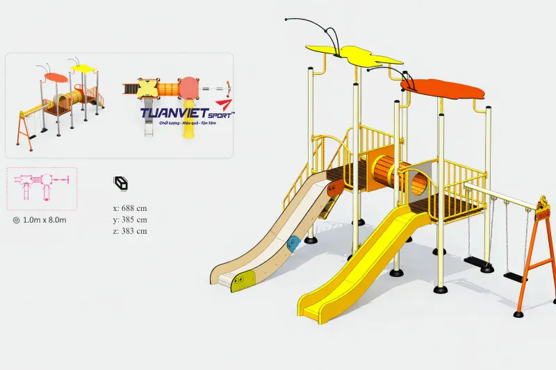 Cụm vận động li&ecirc;n ho&agrave;n 2 m&aacute;i che NIK703211