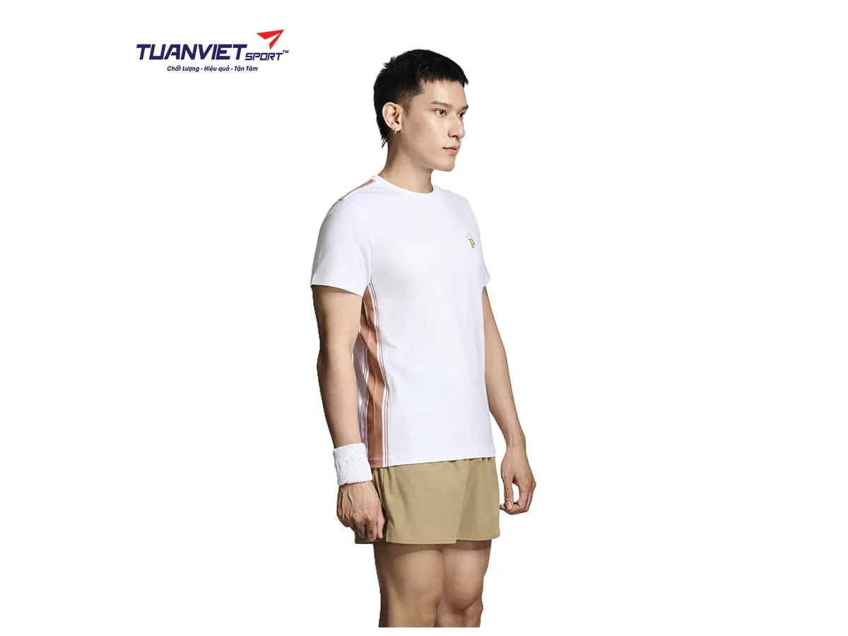 Áo Thun Nam PILI Màu Trắng Phối Line Màu Thân Áo