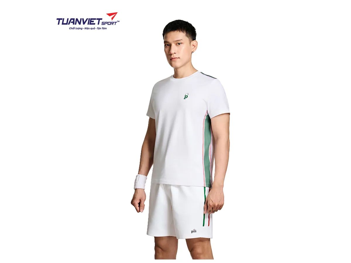 Áo Thun Nam PILI Màu Trắng Phối Line Màu Thân Áo