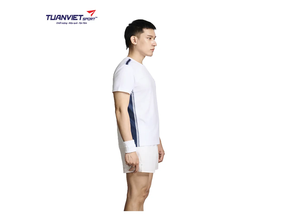 Áo Thun Nam PILI Màu Trắng Phối Line Màu Thân Áo