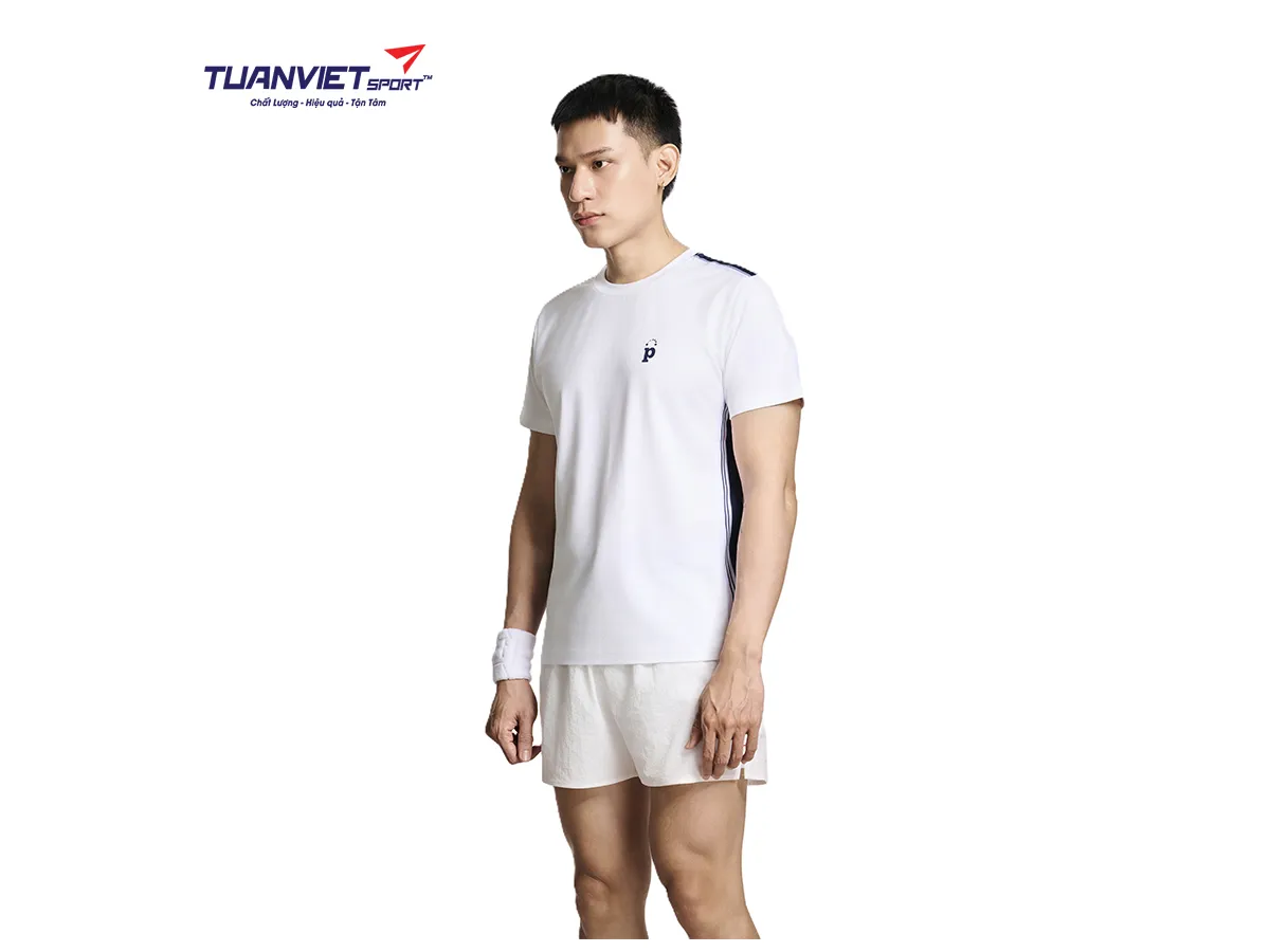 Áo Thun Nam PILI Màu Trắng Phối Line Màu Thân Áo