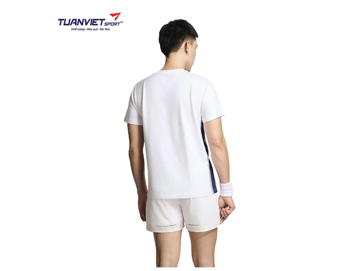 Áo Thun Nam PILI Màu Trắng Phối Line Màu Thân Áo