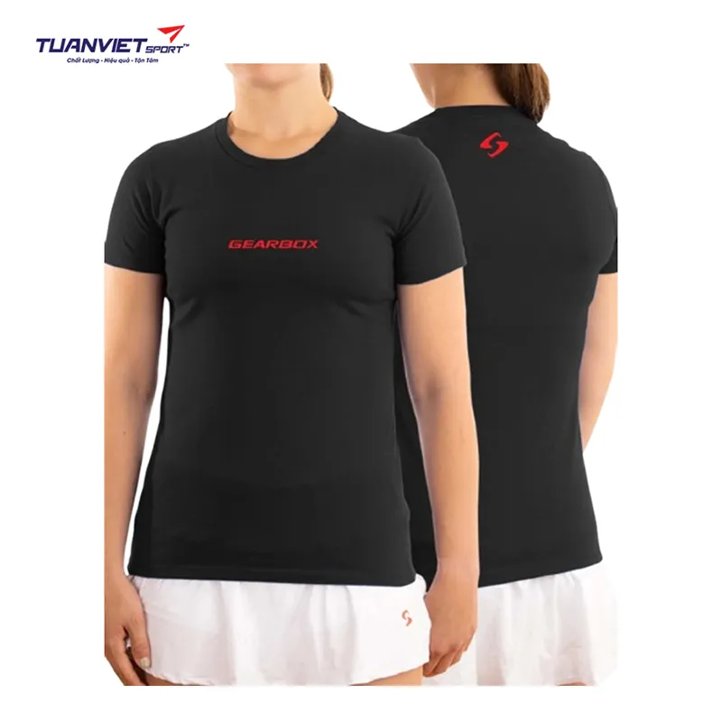 Áo Cotton Thể Thao Nữ Tee Black (Emblem)