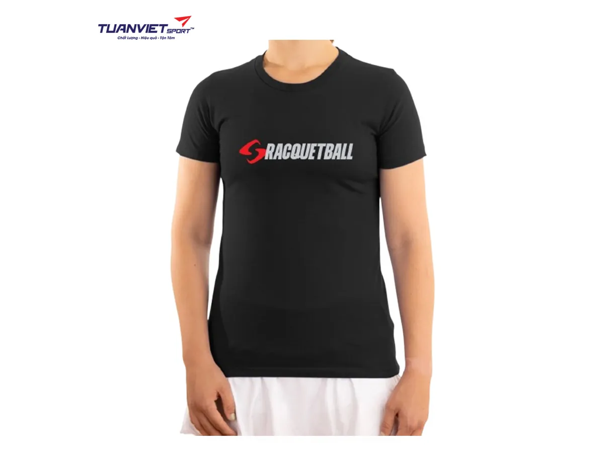 Áo cotton thể thao nữ Gearbox Tee Black (Field Racquetball)