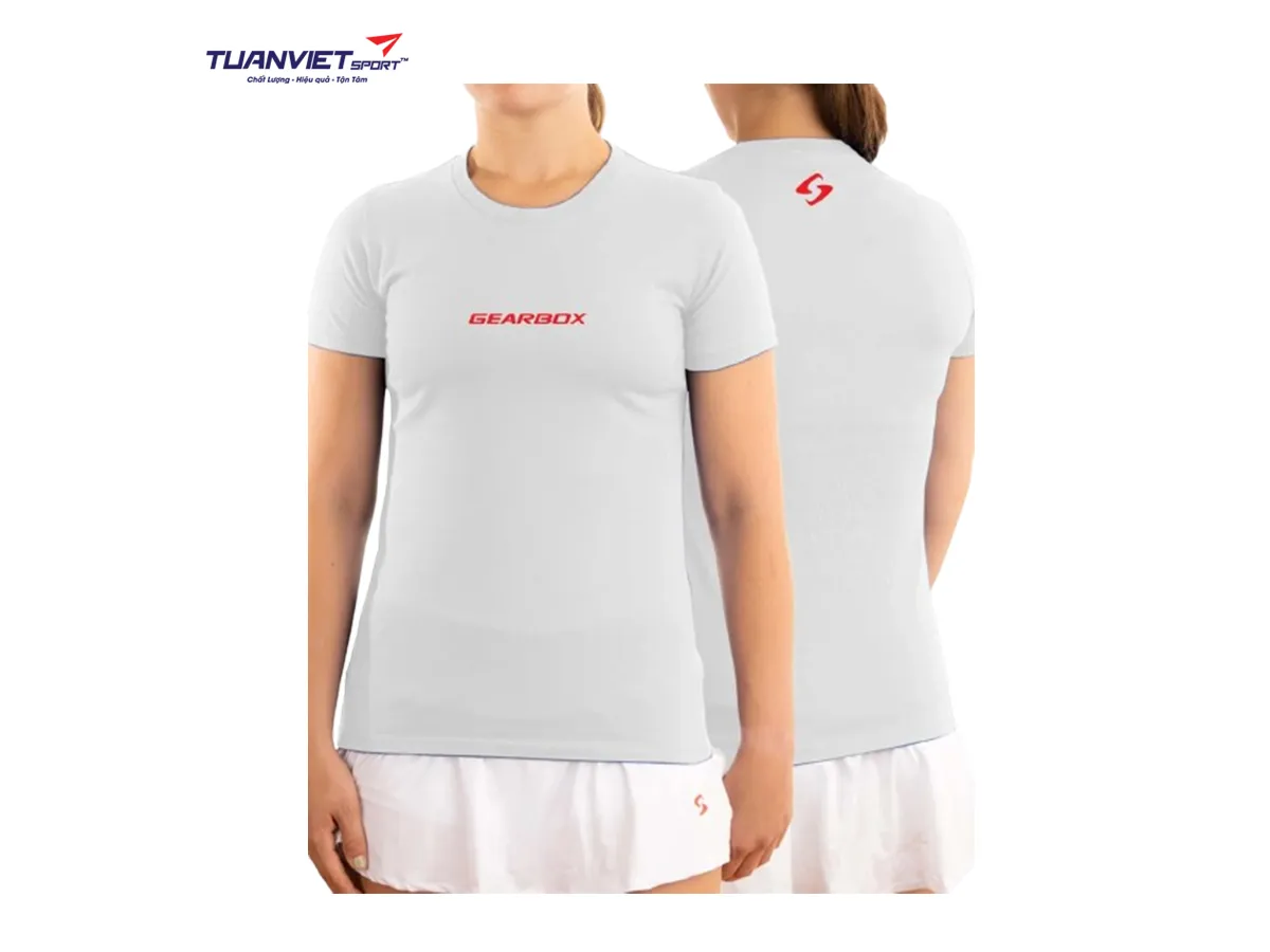Áo cotton thể thao nữ Gearbox Tee White (Emblem)