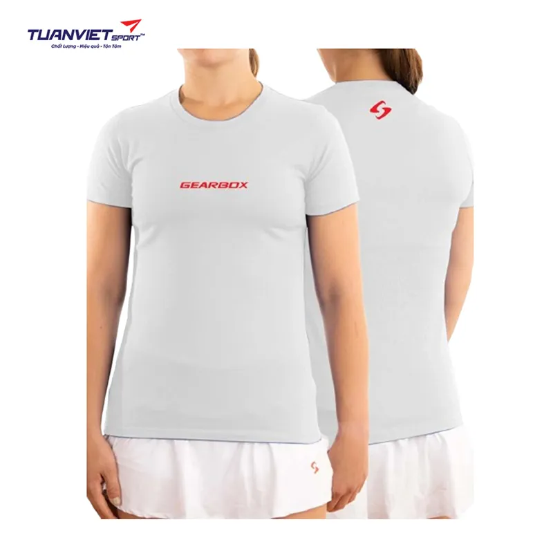 Áo cotton thể thao nữ Gearbox Tee White (Emblem