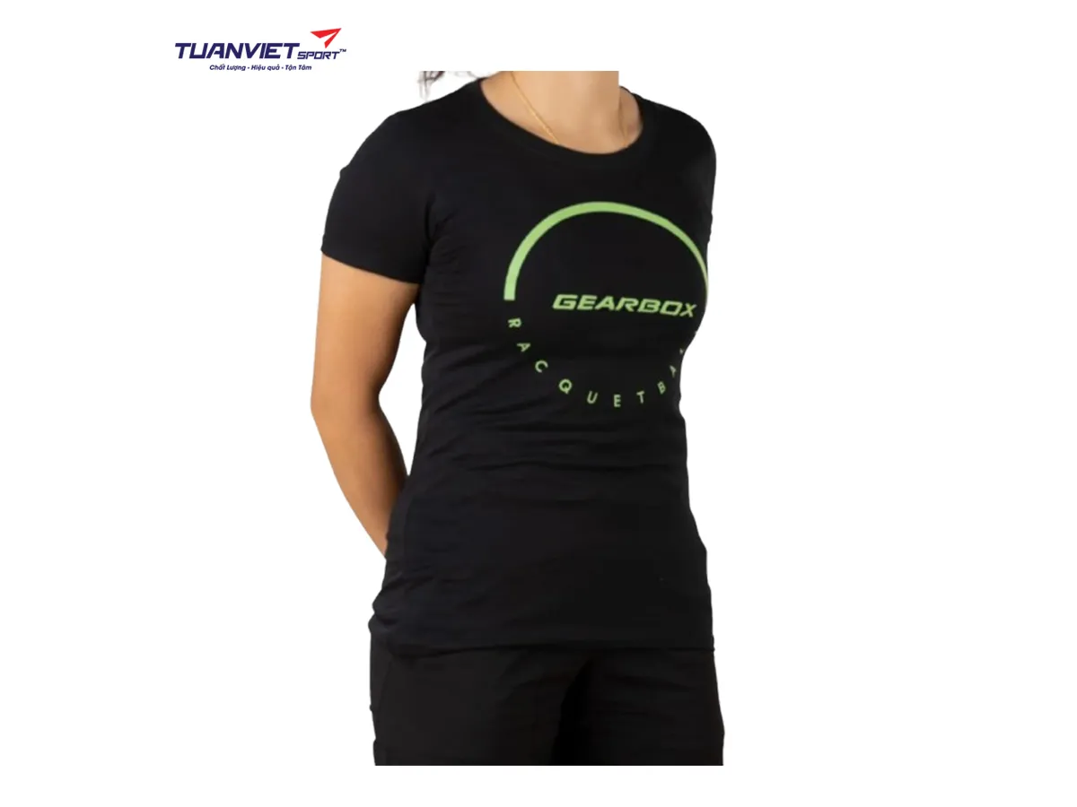 Áo cotton thể thao nữ Gearbox Tee Black (Dome Racquetball)
