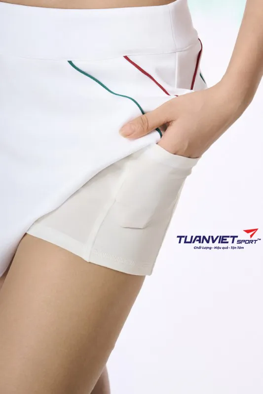 Ch&acirc;n V&aacute;y Thể Thao Nữ PILI Form Chữ A Phối Line Viền Xanh Đỏ