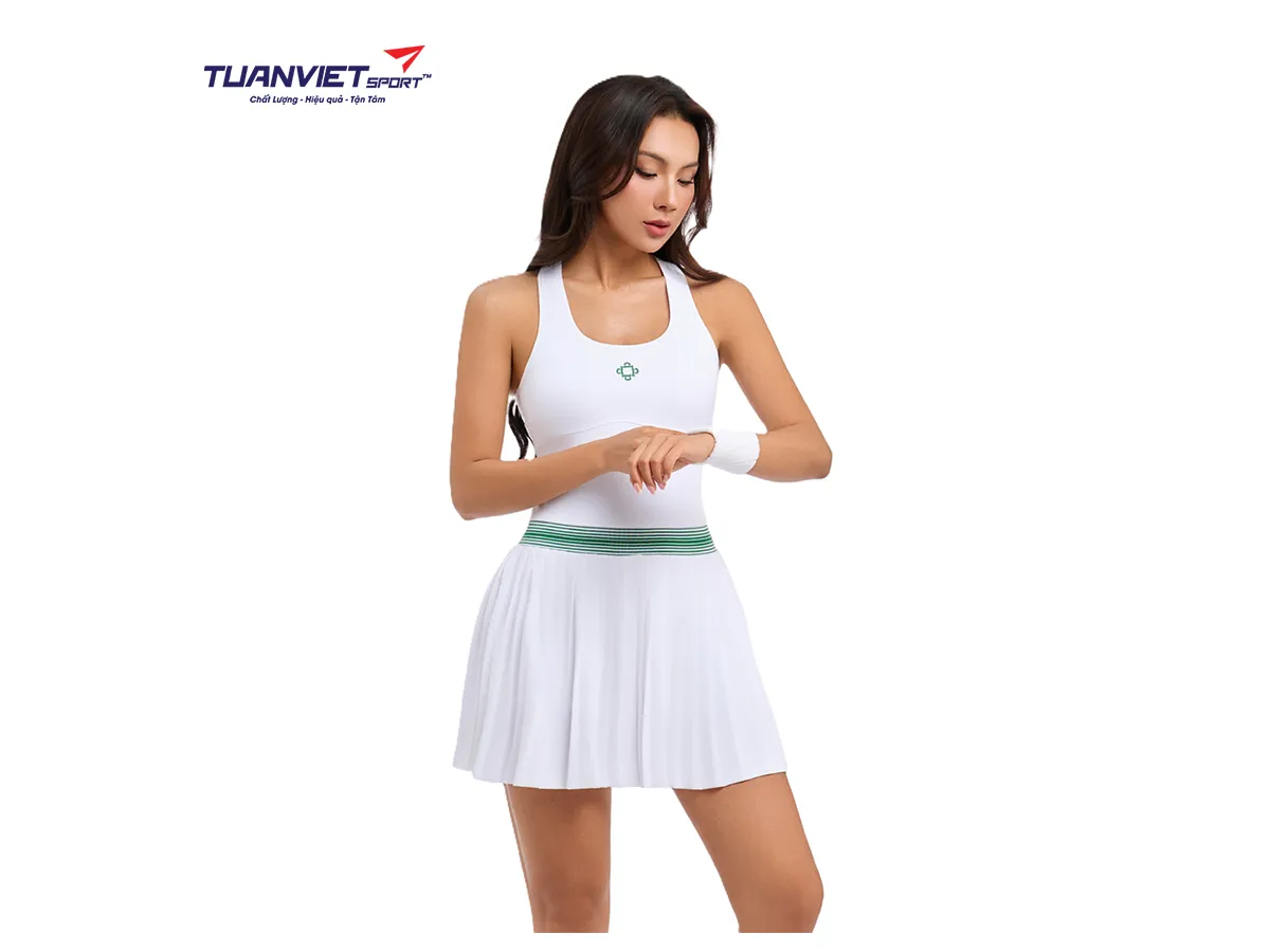 Đầm Váy Thể Thao Nữ PILI Xếp Ly Bản Vai Nhỏ
