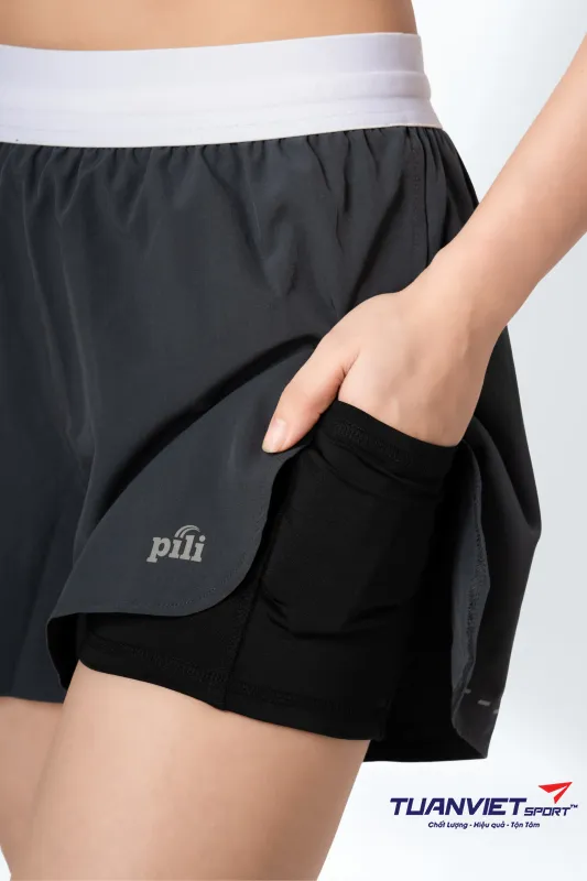 uần Short Thể Thao Nữ PILI Phối Vạt Ch&eacute;o