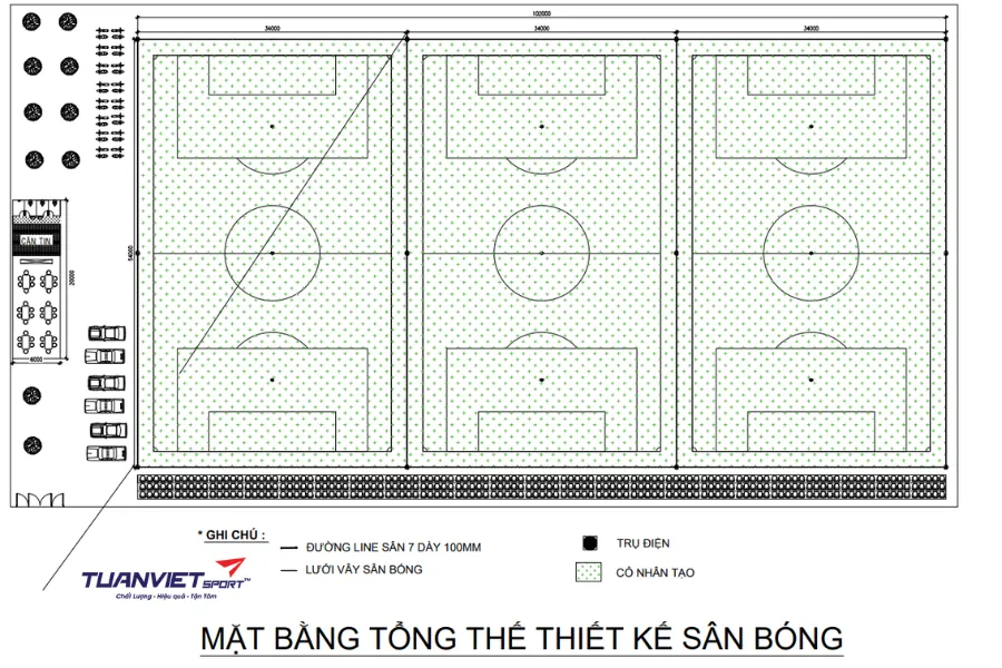 kích thước sân bóng đá mini