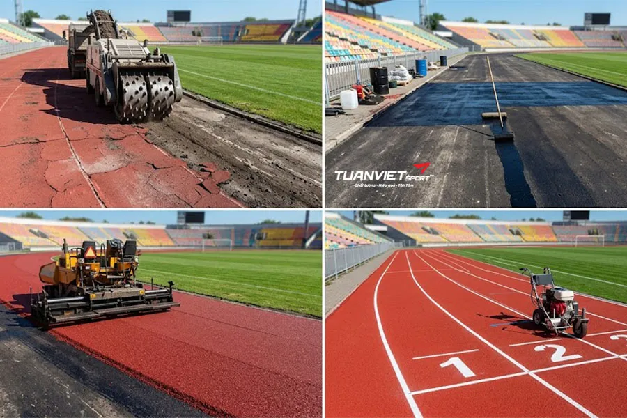 Giải ph&aacute;p thi c&ocirc;ng phục hồi đường chạy điền kinh