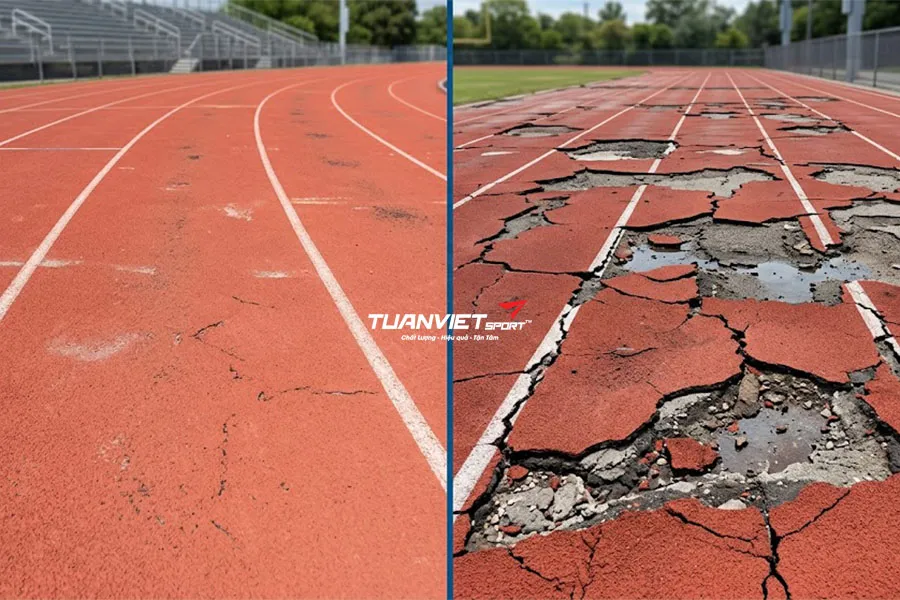 Thi c&ocirc;ng đường chạy điền kinh c&oacute; tuổi thọ bao l&acirc;u v&agrave; c&aacute;ch k&eacute;o d&agrave;i đến 30 năm
