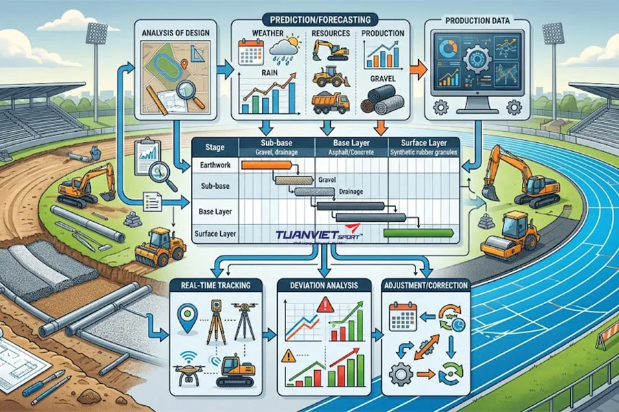 Thi công đường chạy điền kinh mất bao lâu và yếu tố nào quyết định?
