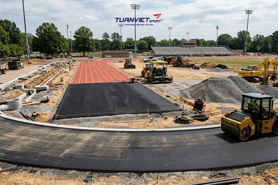 Thi công đường chạy điền kinh mất bao lâu và yếu tố nào quyết định?