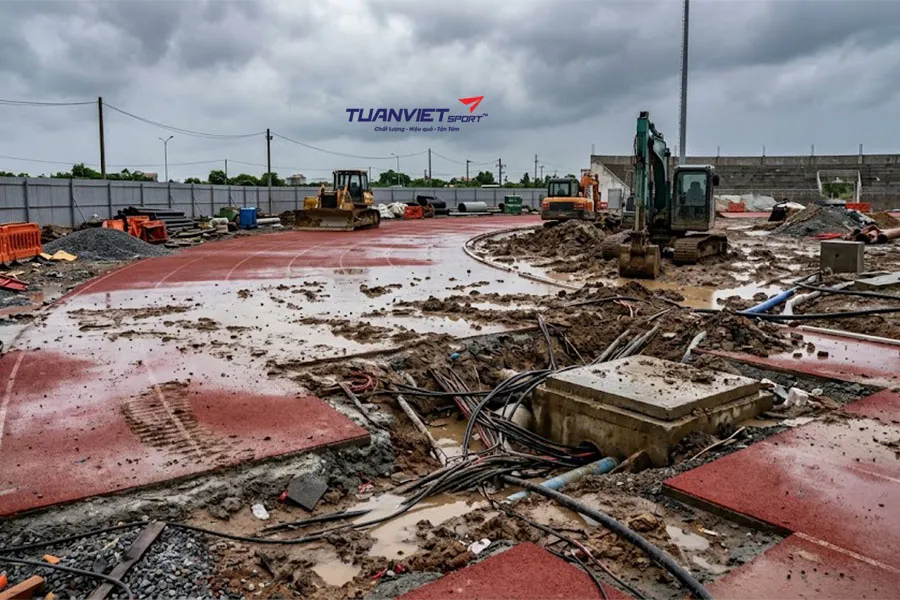 Thi công đường chạy điền kinh mất bao lâu và yếu tố nào quyết định?