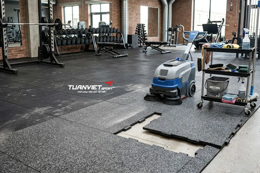 Bí quyết vệ sinh và bảo dưỡng sàn phòng gym chống trơn trượt hiệu quả
