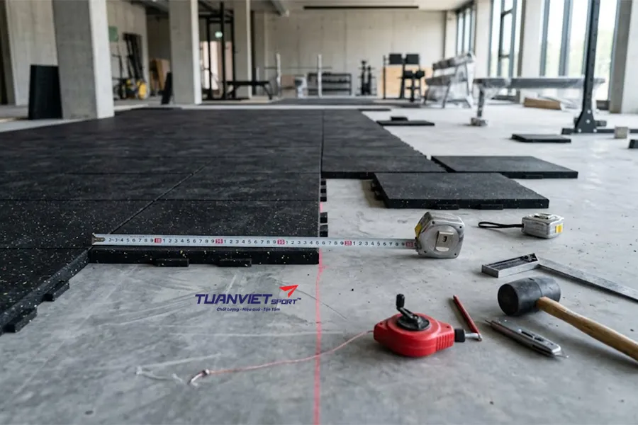 Kỹ thuật thi công thảm cao su phòng gym đúng chuẩn