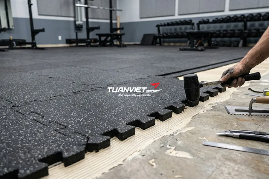 Kỹ thuật thi công thảm cao su phòng gym đúng chuẩn