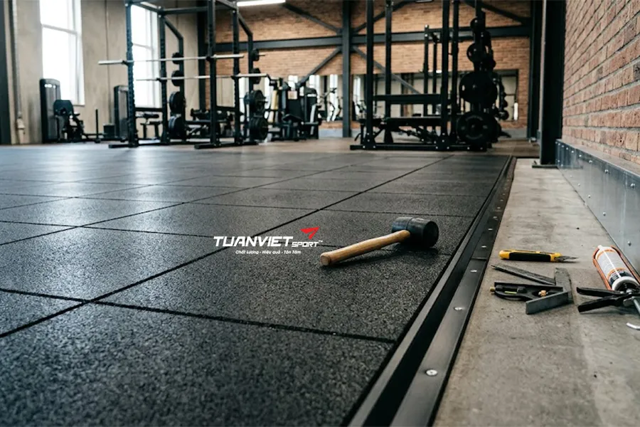 Kỹ thuật thi công thảm cao su phòng gym đúng chuẩn