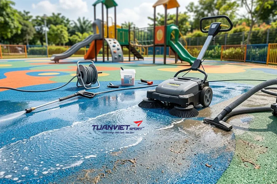 Bảo tr&igrave; vệ sinh s&agrave;n EPDM đ&uacute;ng c&aacute;ch để tăng độ bền v&agrave; an to&agrave;n