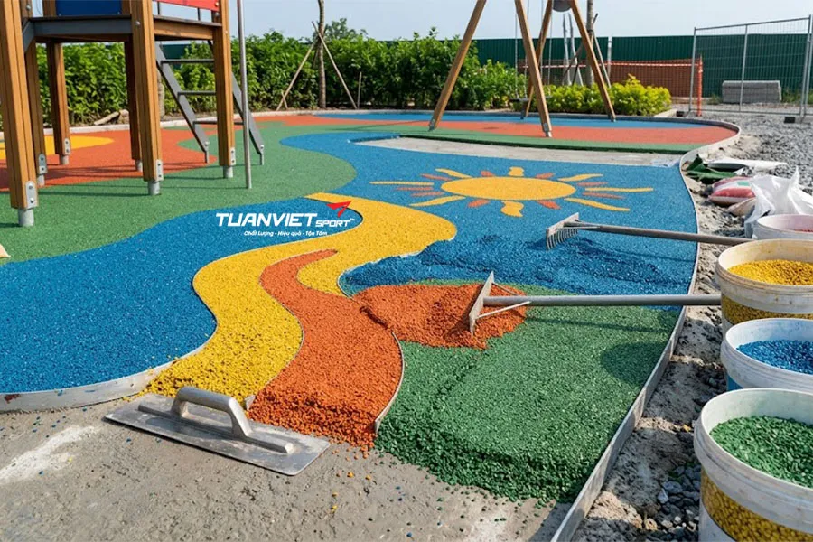 Hạt cao su EPDM trong thi c&ocirc;ng, Ưu điểm bảng m&agrave;u v&agrave; ứng dụng