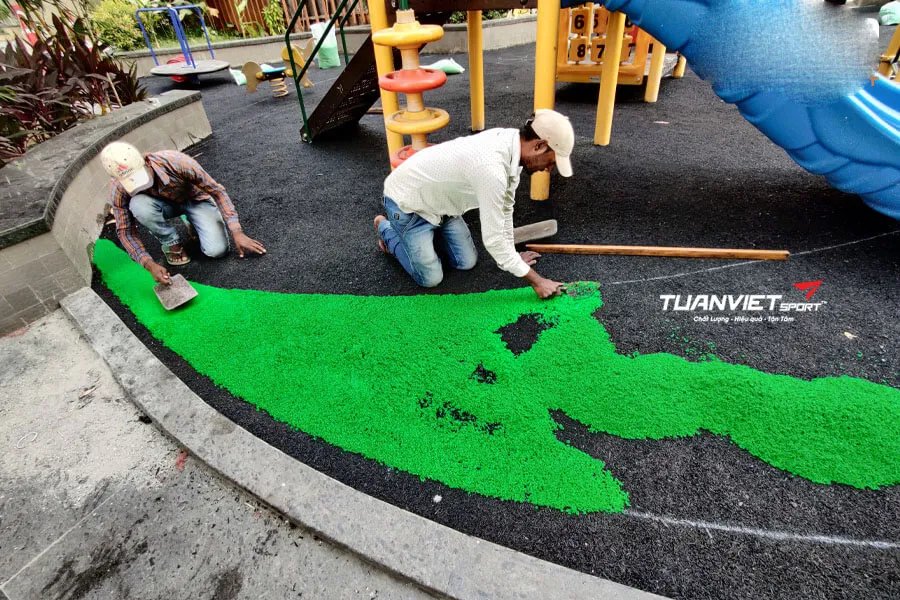 Thi c&ocirc;ng thảm cao su EPDM cho s&acirc;n chơi trẻ em an to&agrave;n