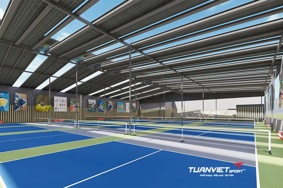 Thiết kế mái che sân Pickleball chuẩn kỹ thuật và tối ưu chi phí
