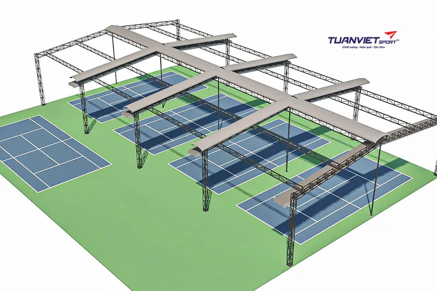 Thiết kế mái che sân Pickleball chuẩn kỹ thuật và tối ưu chi phí