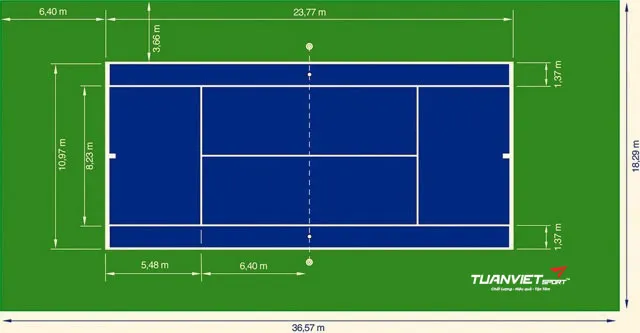 Sân tennis chuẩn gồm những gì? Quy chuẩn kích thước, mặt sân và chi phí thi công