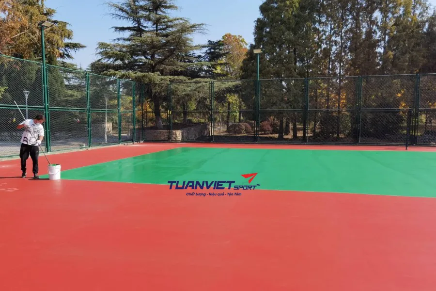 quy trình thi công sơn sân tennis