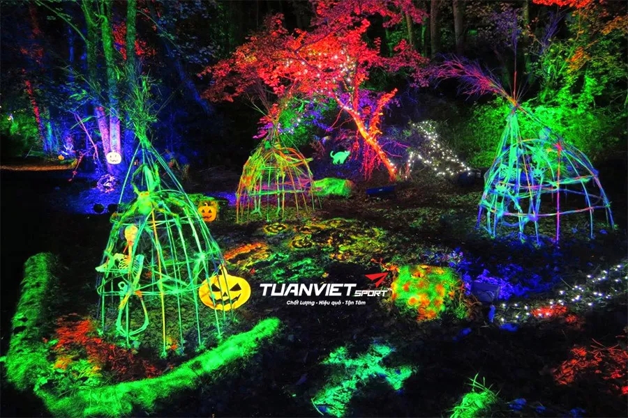 Biến khu vườn Halloween thêm huyền bí với cỏ nhân tạo phát sáng và đèn cảm biến