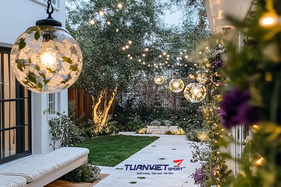 Biến lối đi sân vườn thành điểm nhấn Noel với thảm cỏ nhân tạo trang trí