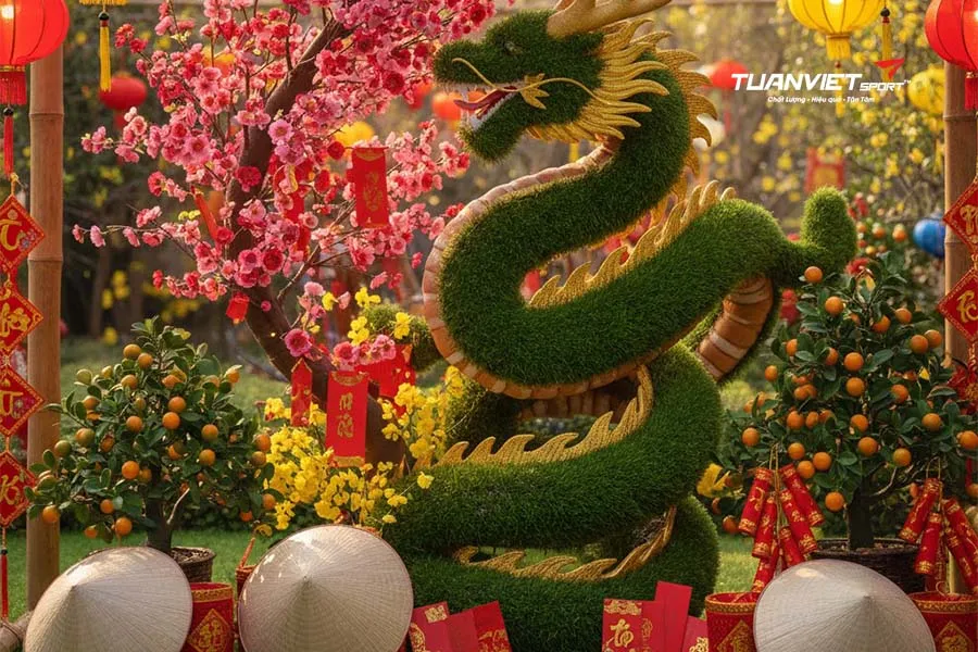 Cập nhật gi&aacute; cỏ nh&acirc;n tạo trang tr&iacute; Tết 2025 v&agrave; gợi &yacute; trang tr&iacute; thực tế