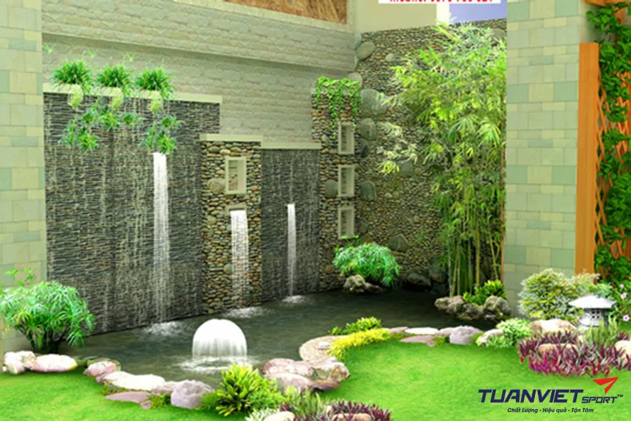 Trang Trí tiểu cảnh sân vườn đẹp với cỏ nhân tạo sân vườn được ưa chuộng nhất hiện nay