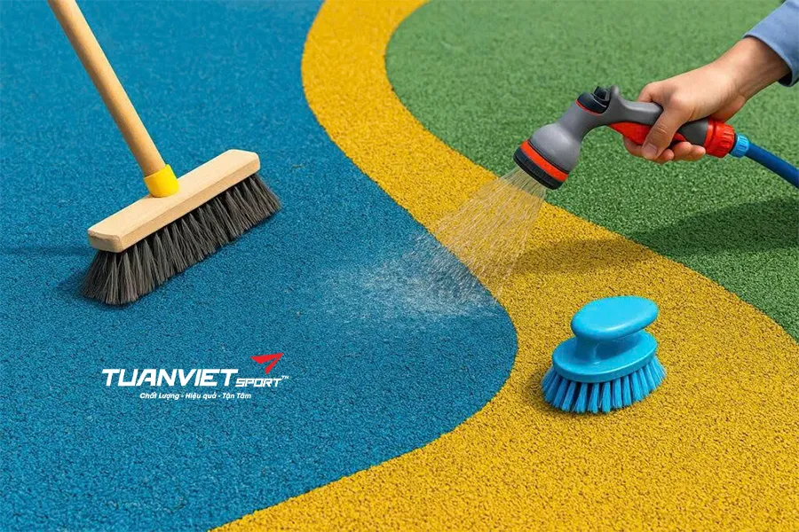Hướng dẫn vệ sinh và bảo dưỡng thảm thể thao đa năng theo tiêu chuẩn