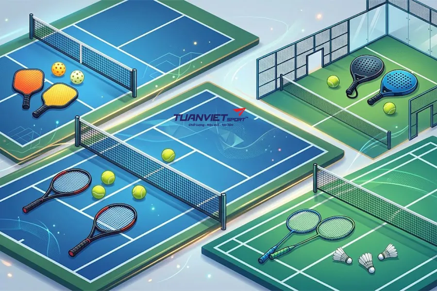 Điểm khác biệt giữa TYPTI với Pickleball Tennis Cầu lông và Padel