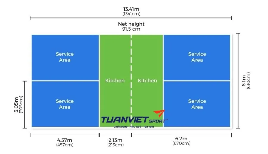 kích thước sân Pickleball