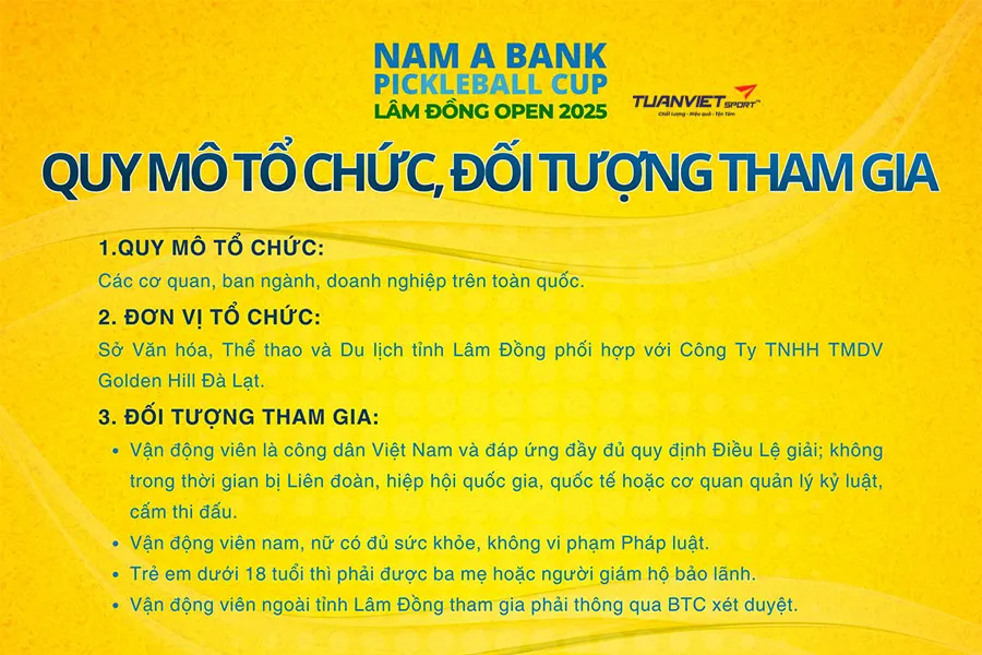 Ch&iacute;nh thức lộ diện giải Pickleball Nam A Bank Cup 2026