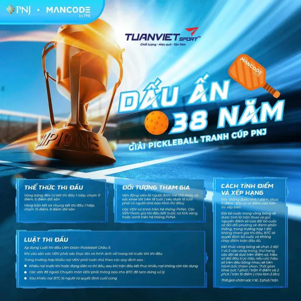 Giải Pickleball Đ&agrave; Nẵng 2026 PNJ tổ chức với tổng thưởng l&ecirc;n đến 30 triệu đồng