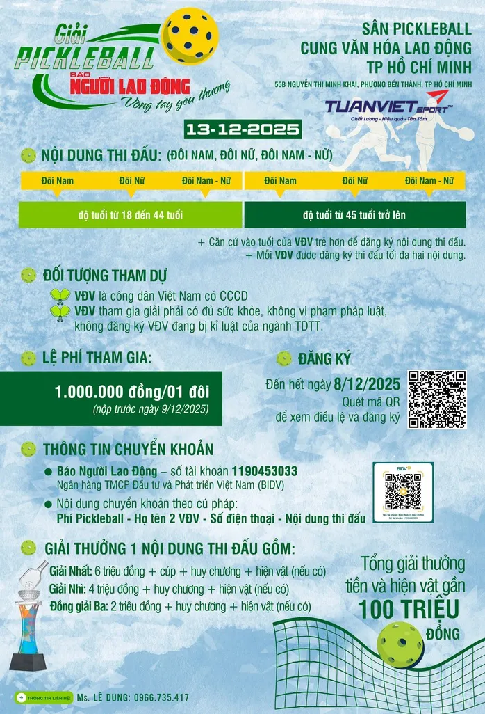 Giao lưu Pickleball Báo Người Lao Động lần 2 với sự kiện thể thao kết nối cộng đồng