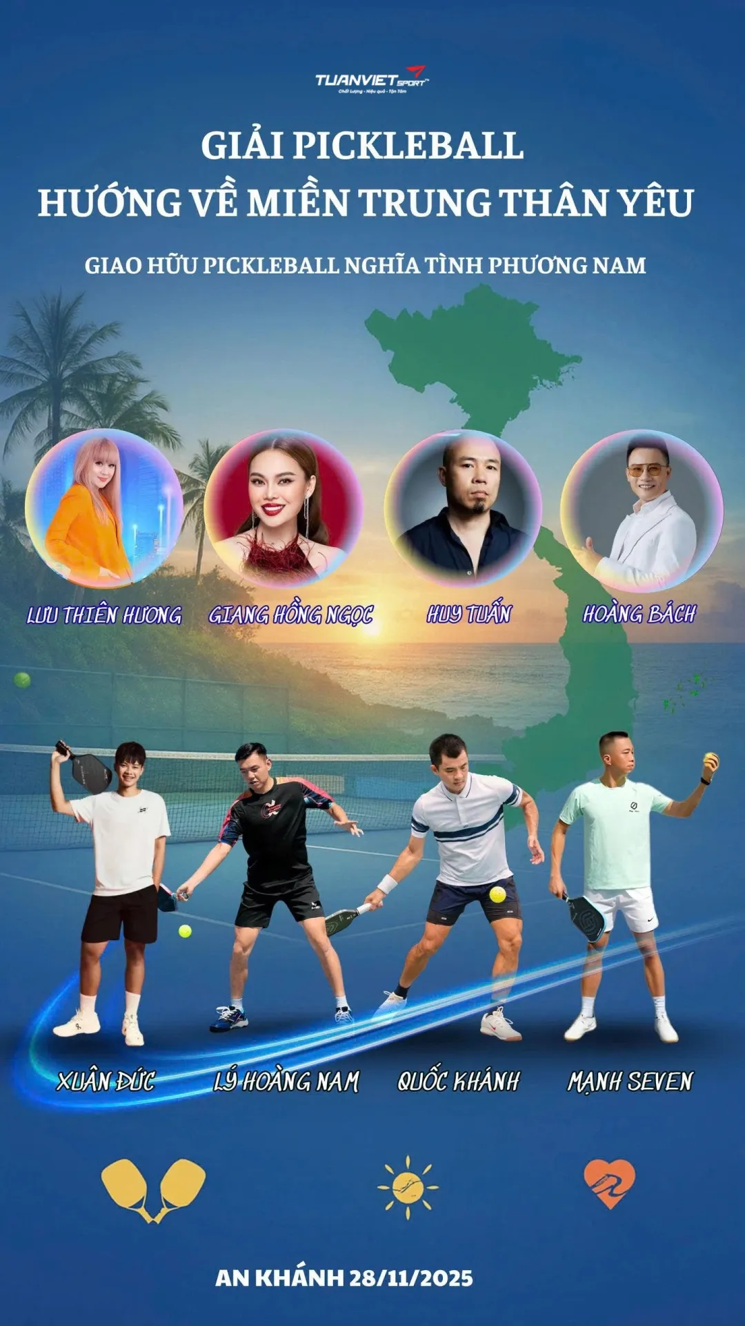 Lý Hoàng Nam và nghệ sĩ chung tay tại sự kiện pickleball “Nghĩa tình phương Nam” vì miền Trung