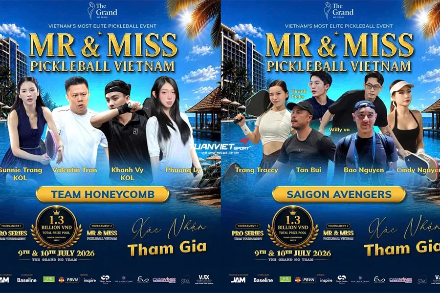 Sức hút giải thưởng 1,3 tỷ kèm dàn sao hội tụ tại Mr và Miss Pickleball 2026