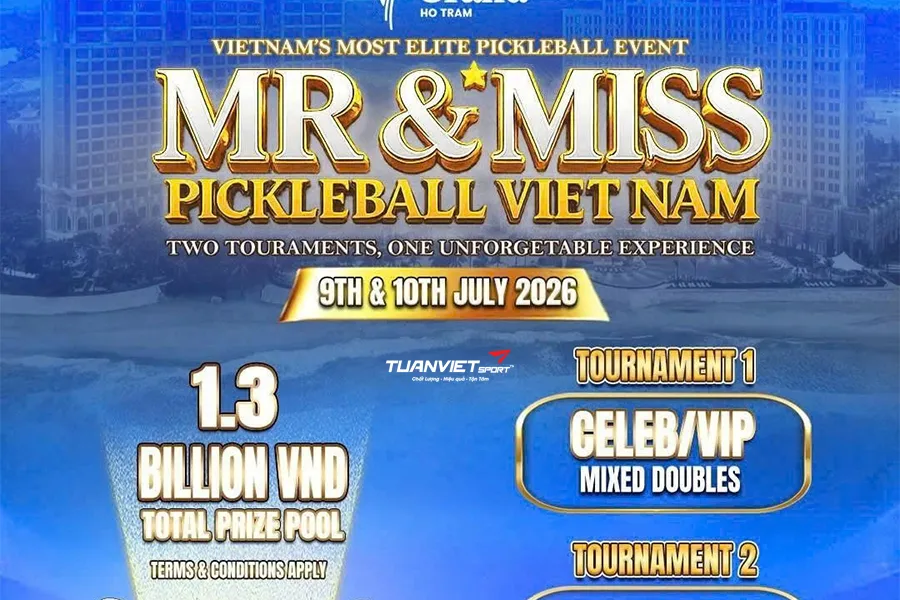 Sức hút giải thưởng 1,3 tỷ kèm dàn sao hội tụ tại Mr và Miss Pickleball 2026
