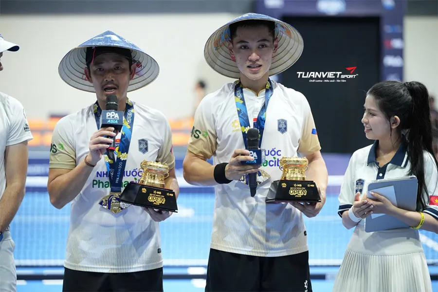 Trương Vinh Hiển v&agrave; Đỗ Minh Qu&acirc;n xuất sắc đăng quang giải Pickleball PPA Tour Asia TPHCM